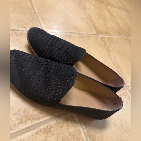 Franco Sarto Black Perforated Loafers - Picture 3 of 8